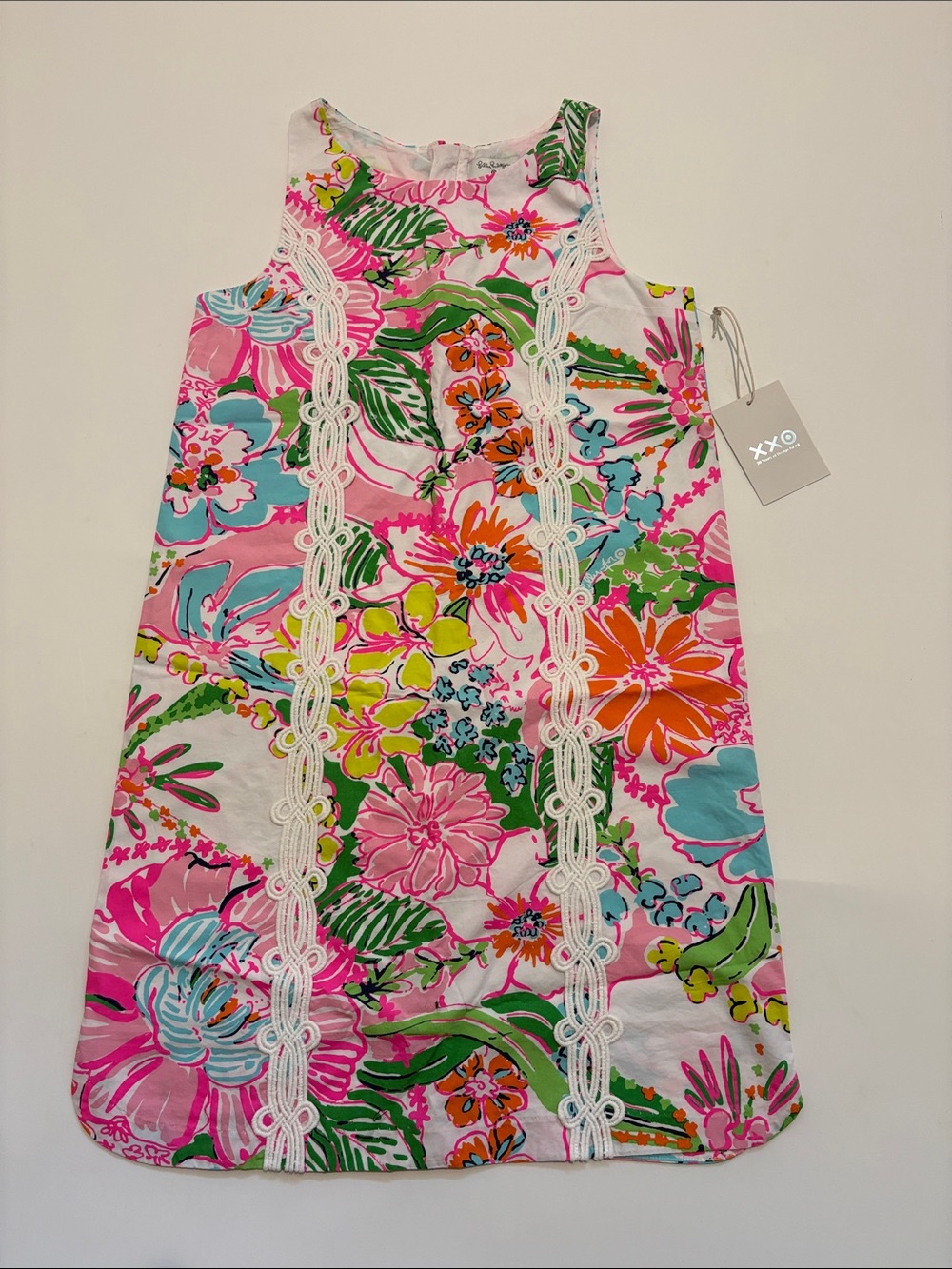 Lilly Pulitzer for Target Pink Floral Midi Dress with Green & Blue Accents